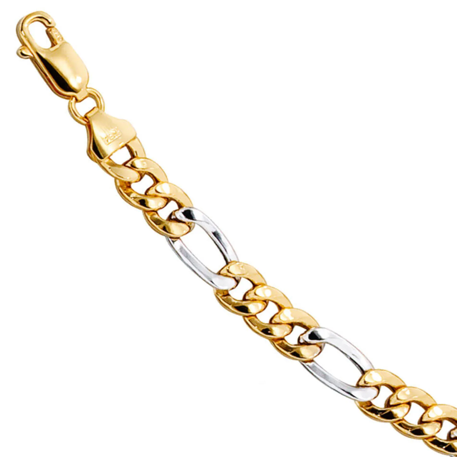 5,7mm Figarokette Collier Kette 333 Gold Gelbgold Weißgold, 45cm