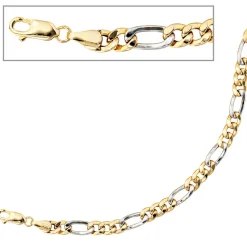 5,7mm Figarokette Collier Kette 333 Gold Gelbgold Weißgold Unisex 50cm