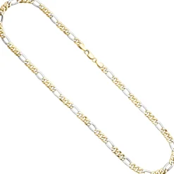 5,7mm Figarokette Collier Kette 333 Gold Gelbgold Weißgold Unisex 50cm