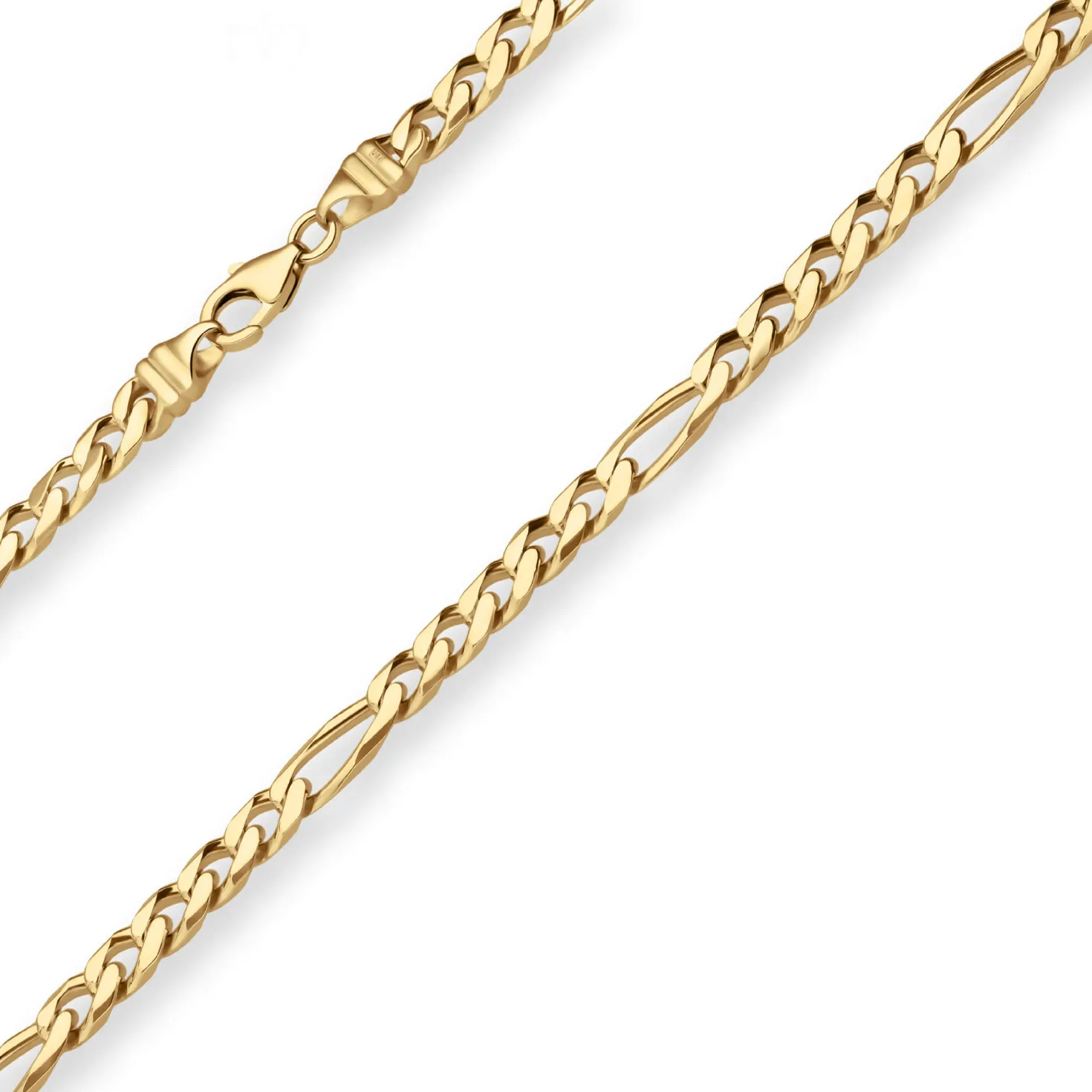 6mm Figarokette diamantiert Collier Halskette aus 585 Gold Gelbgold 60cm