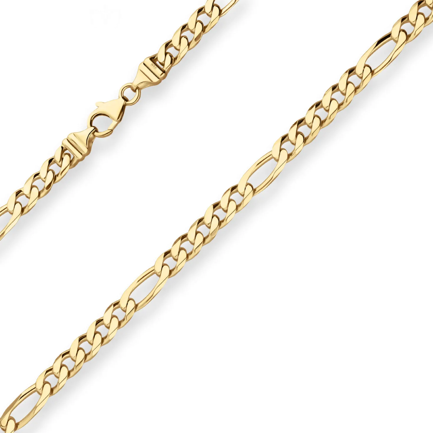 6mm Figarokette diamantiert Collier Halskette aus 585 Gold Gelbgold 60cm