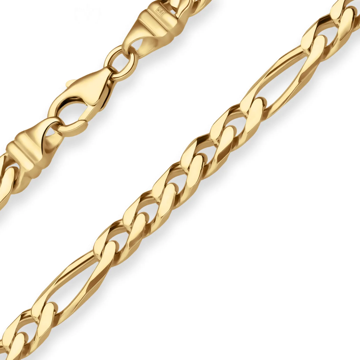 6mm Figarokette diamantiert Collier Halskette aus 585 Gold Gelbgold 60cm