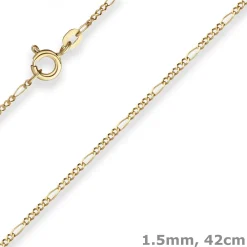 1,5mm Figarokette diamantiert Collier Halskette aus 585 Gold Gelbgold 42cm