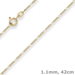 1,1mm Figarokette diamantiert Collier Halskette aus 585 Gold Gelbgold 42cm