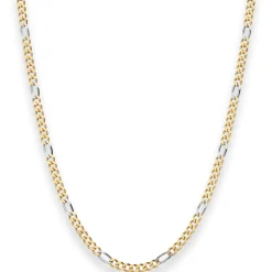 2,8mm Figarokette diamantiert Collier Halskette aus 750 Gold gelb/weiß 50cm