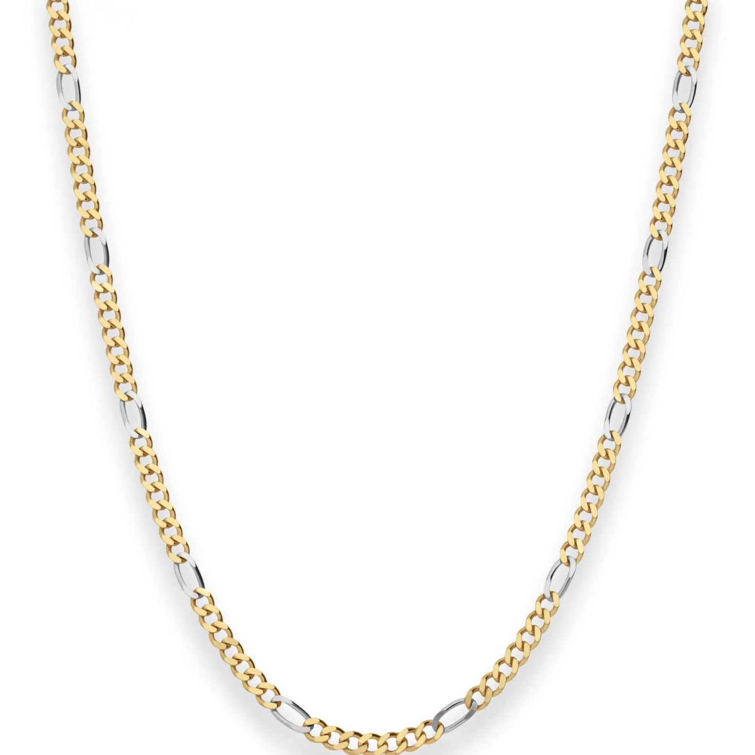 2,8mm Figarokette diamantiert Collier Halskette aus 750 Gold gelb/weiß 50cm