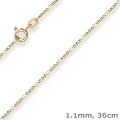 1,1mm Figarokette diamantiert Collier Halskette aus 585 Gold Gelbgold 36cm