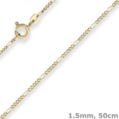 1,5mm Figarokette diamantiert Collier Halskette aus 585 Gold Gelbgold 50cm