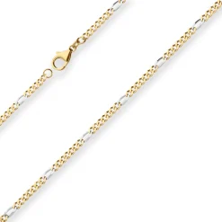 2,8mm Figarokette diamantiert Collier Halskette aus 750 Gold gelb/weiß 42cm