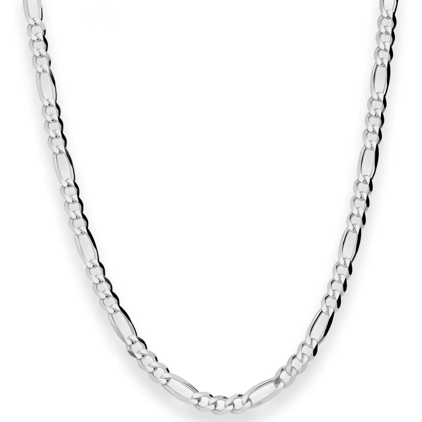 4,9mm Figarokette diamantiert Collier Halskette aus 925 Silber rhodiniert 50cm