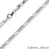 2,8mm Figarokette diamantiert Collier Halskette aus 925 Silber rhodiniert 50cm