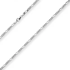 2,8mm Figarokette diamantiert Collier Halskette aus 925 Silber rhodiniert 50cm