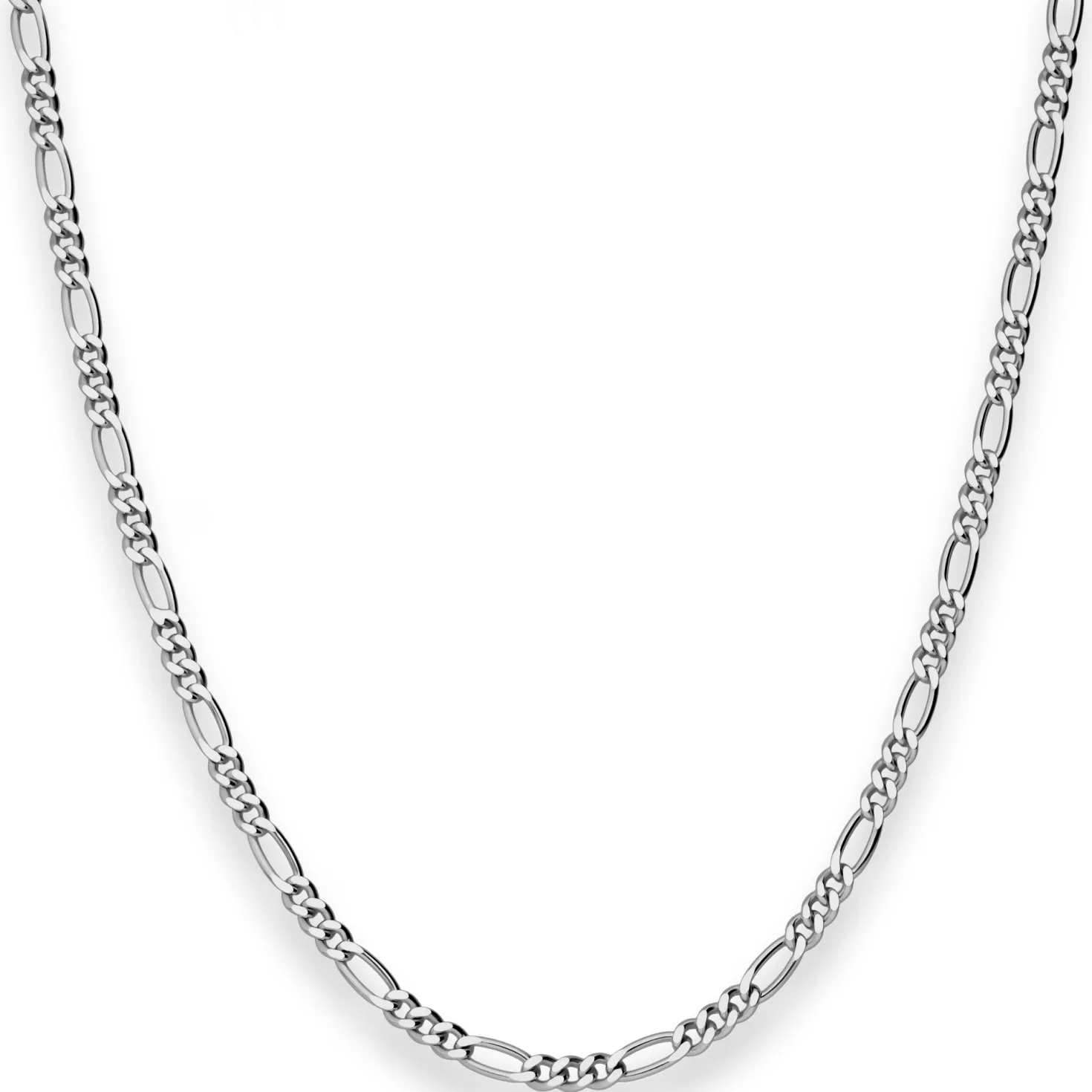 2,8mm Figarokette diamantiert Collier Halskette aus 925 Silber rhodiniert 50cm