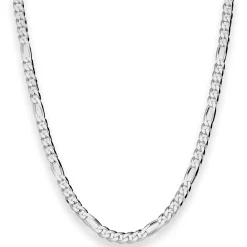 4,3mm Figarokette diamantiert Collier Halskette aus 925 Silber rhodiniert 60cm