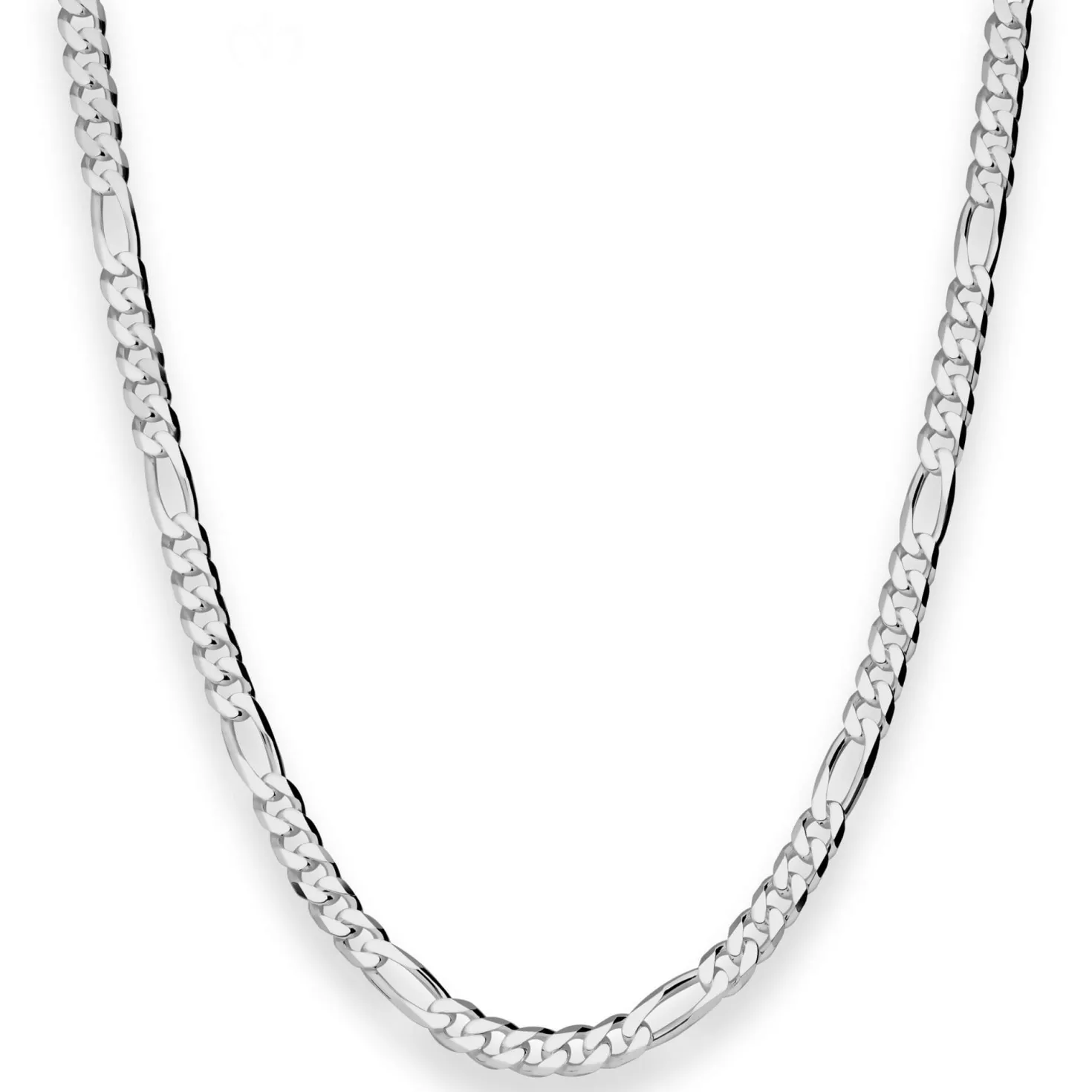 4,3mm Figarokette diamantiert Collier Halskette aus 925 Silber rhodiniert 60cm