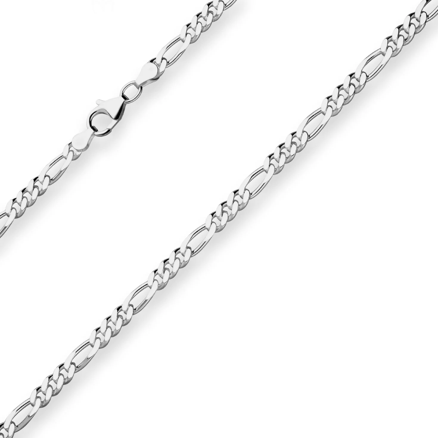4,6mm Figarokette diamantiert Collier Halskette aus 925 Silber rhodiniert 60cm