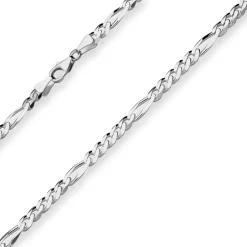 5,7mm Figarokette diamantiert Collier Halskette aus 925 Silber rhodiniert 55cm