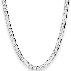 6mm Figarokette diamantiert Collier Halskette aus 925 Silber rhodiniert 50cm