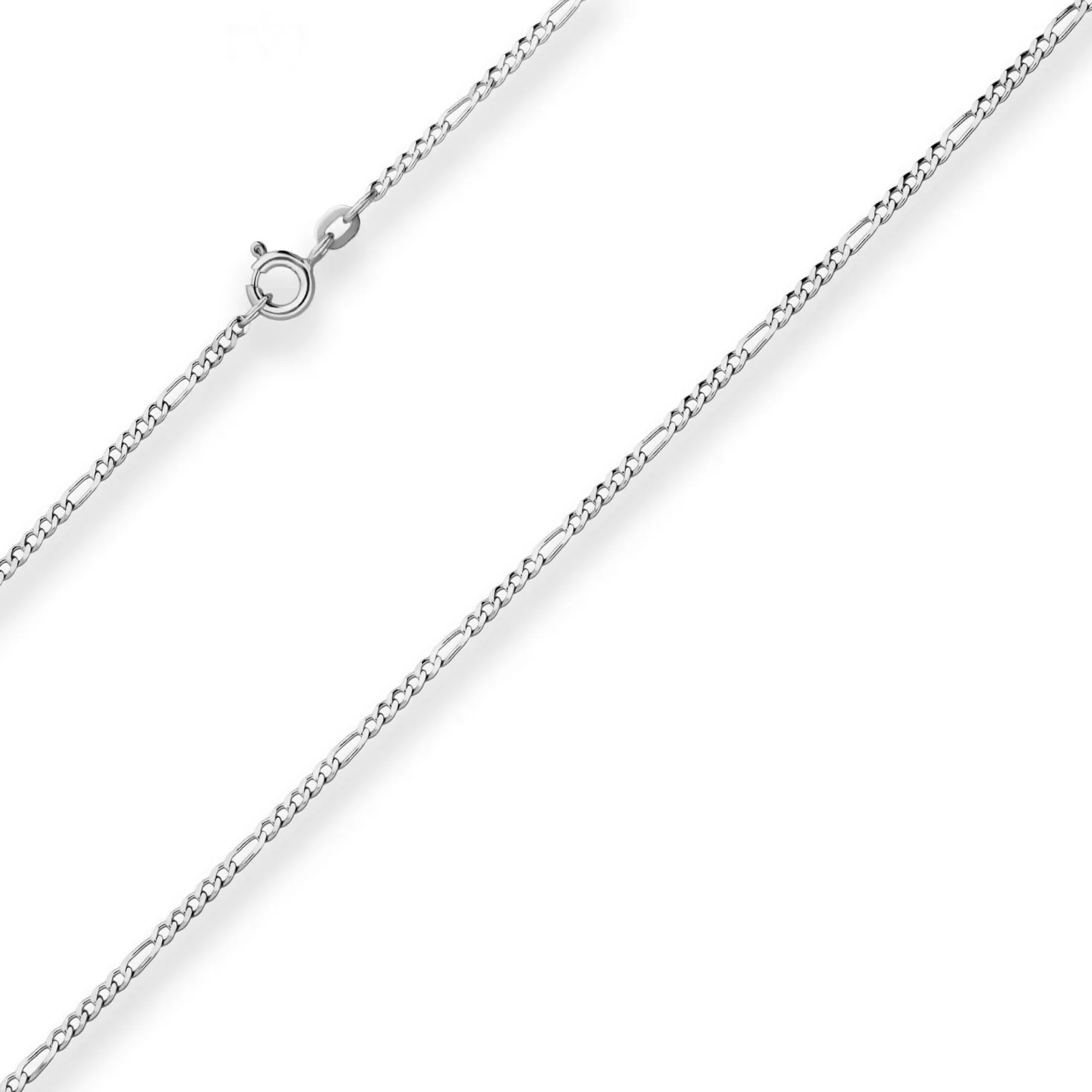 1,9mm Figarokette diamantiert Collier Halskette aus 925 Silber rhodiniert 60cm