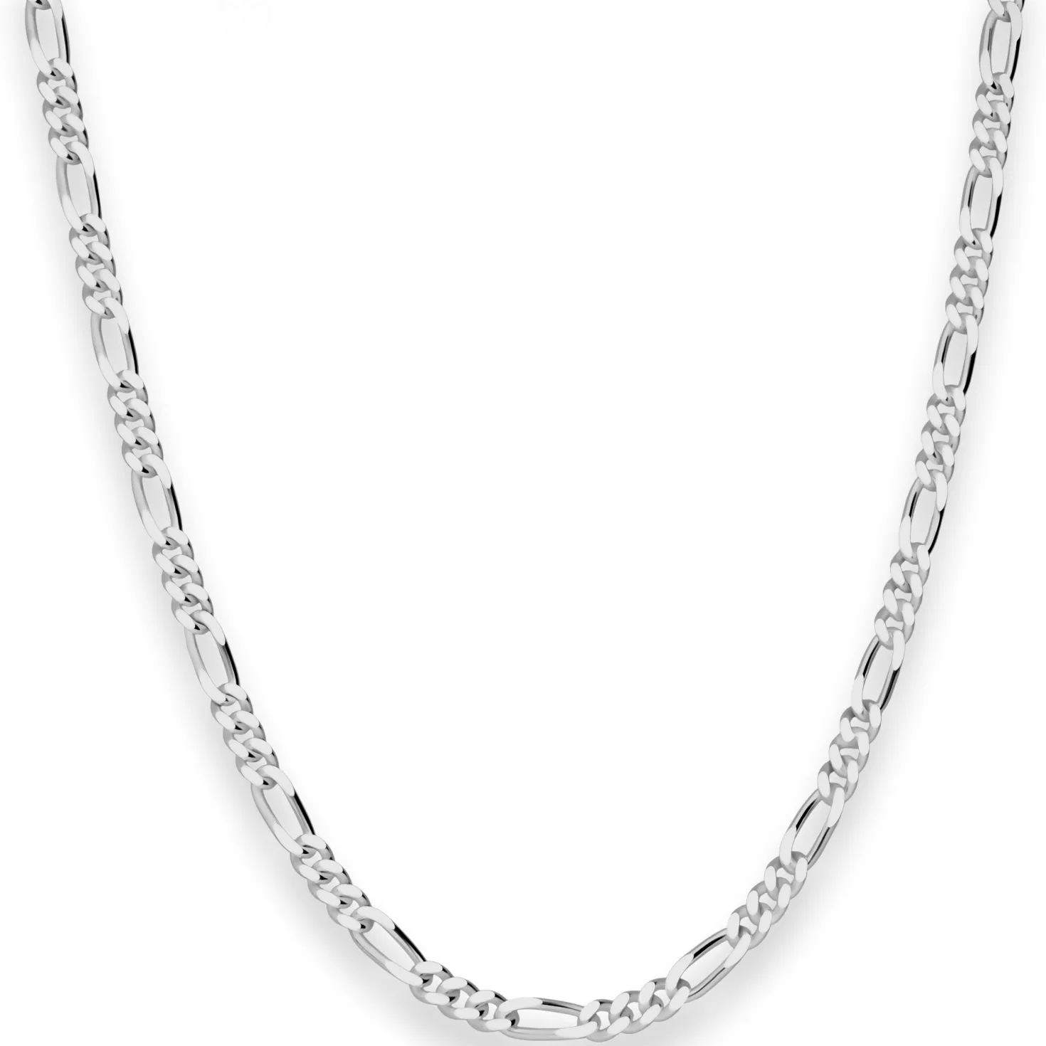 3,4mm Figarokette diamantiert Collier Halskette aus 925 Silber rhodiniert 55cm