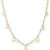1,6mm Figarokette diamantiert Collier 7 runde Plättchen aus 585 Gelbgold 38cm