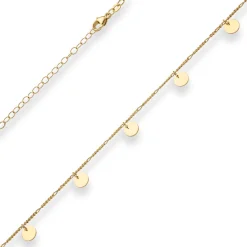 1,6mm Figarokette diamantiert Collier 7 runde Plättchen aus 375 Gelbgold 38-43cm