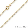 1,9mm Figarokette diamantiert Kette Collier Halskette aus 585 Gold Gelbgold 55cm