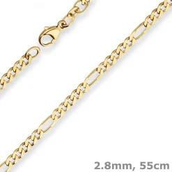 2,8mm Figarokette diamantiert Kette Collier Halskette aus 585 Gold Gelbgold 55cm