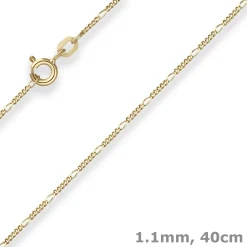 1,1mm Figarokette diamantiert Kette Collier Halskette aus 375 Gold Gelbgold 40cm