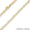 2,8mm Figarokette diamantiert Kette Collier Halskette aus 750 Gold Gelbgold 45cm