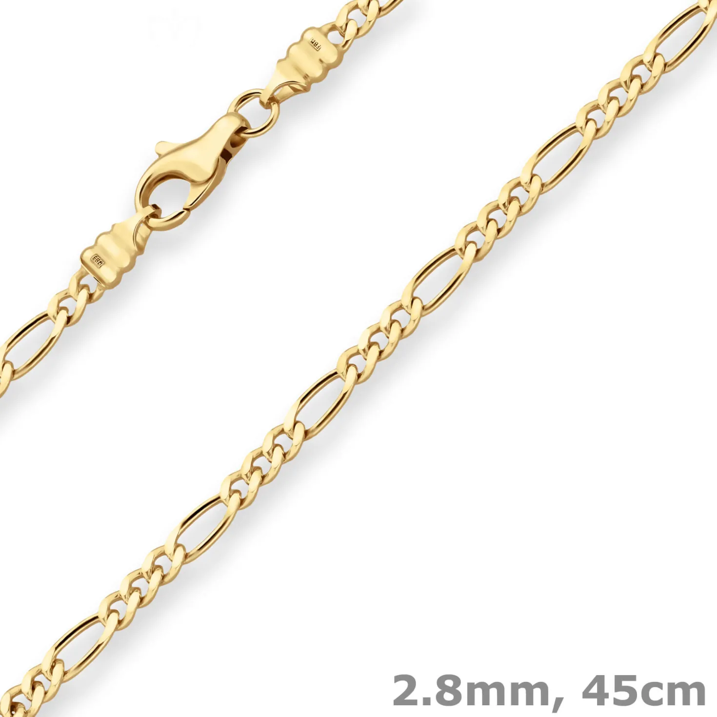 2,8mm Figarokette diamantiert Kette Collier Halskette aus 750 Gold Gelbgold 45cm