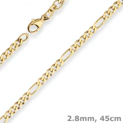 2,8mm Figarokette diamantiert Kette Collier Halskette aus 585 Gold Gelbgold 45cm