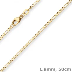 1,9mm Figarokette diamantiert Kette Collier Halskette aus 375 Gold Gelbgold 50cm