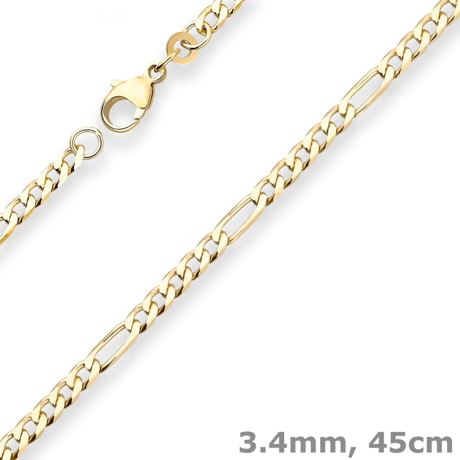 3,4mm Figarokette diamantiert Kette Collier Halskette aus 333 Gold Gelbgold 45cm