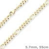 5,7mm Figarokette diamantiert Kette Collier Halskette aus 333 Gold Gelbgold 55cm