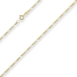 2,2mm Figarokette diamantiert Kette Collier Halskette aus 375 Gold Gelbgold 50cm