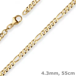 4,3mm Figarokette diamantiert Kette Collier Halskette aus 333 Gold Gelbgold 55cm