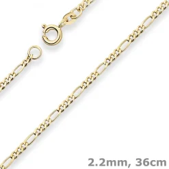 2,2mm Figarokette diamantiert Kette Collier Halskette aus 585 Gold Gelbgold 36cm