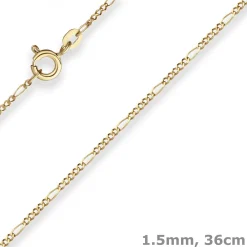 1,5mm Figarokette diamantiert Kette Collier Halskette aus 333 Gold Gelbgold 36cm
