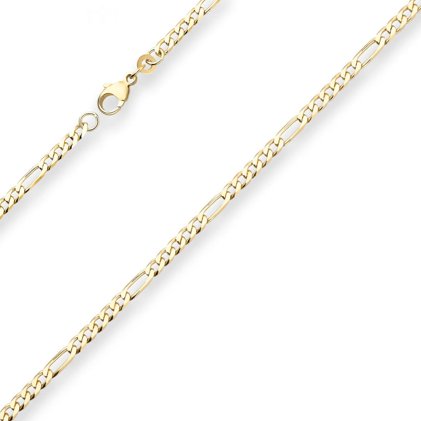 3,4mm Figarokette diamantiert Kette Collier Halskette aus 333 Gold Gelbgold 50cm