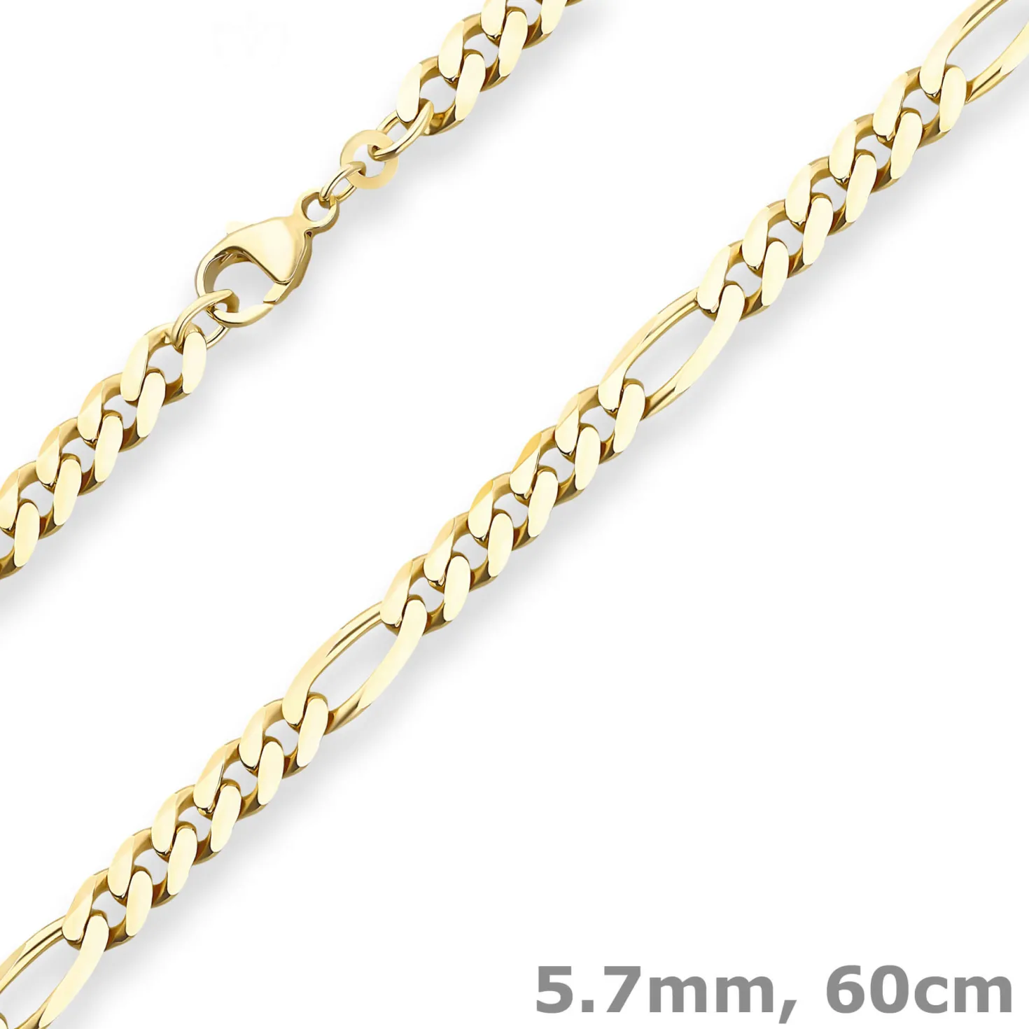5,7mm Figarokette diamantiert Kette Collier Halskette aus 333 Gold Gelbgold 60cm