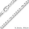 4,3mm Figarokette diamantiert Silberkette Collier Halskette aus 925 Silber 55cm