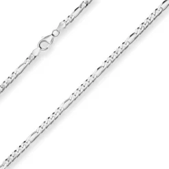 4,3mm Figarokette diamantiert Silberkette Collier Halskette aus 925 Silber 55cm