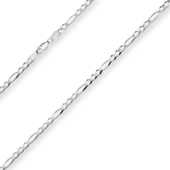 3,9mm Figarokette diamantiert Silberkette Collier Halskette aus 925 Silber 55cm