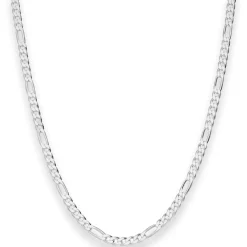 3,4mm Figarokette diamantiert Silberkette Collier Halskette aus 925 Silber 45cm