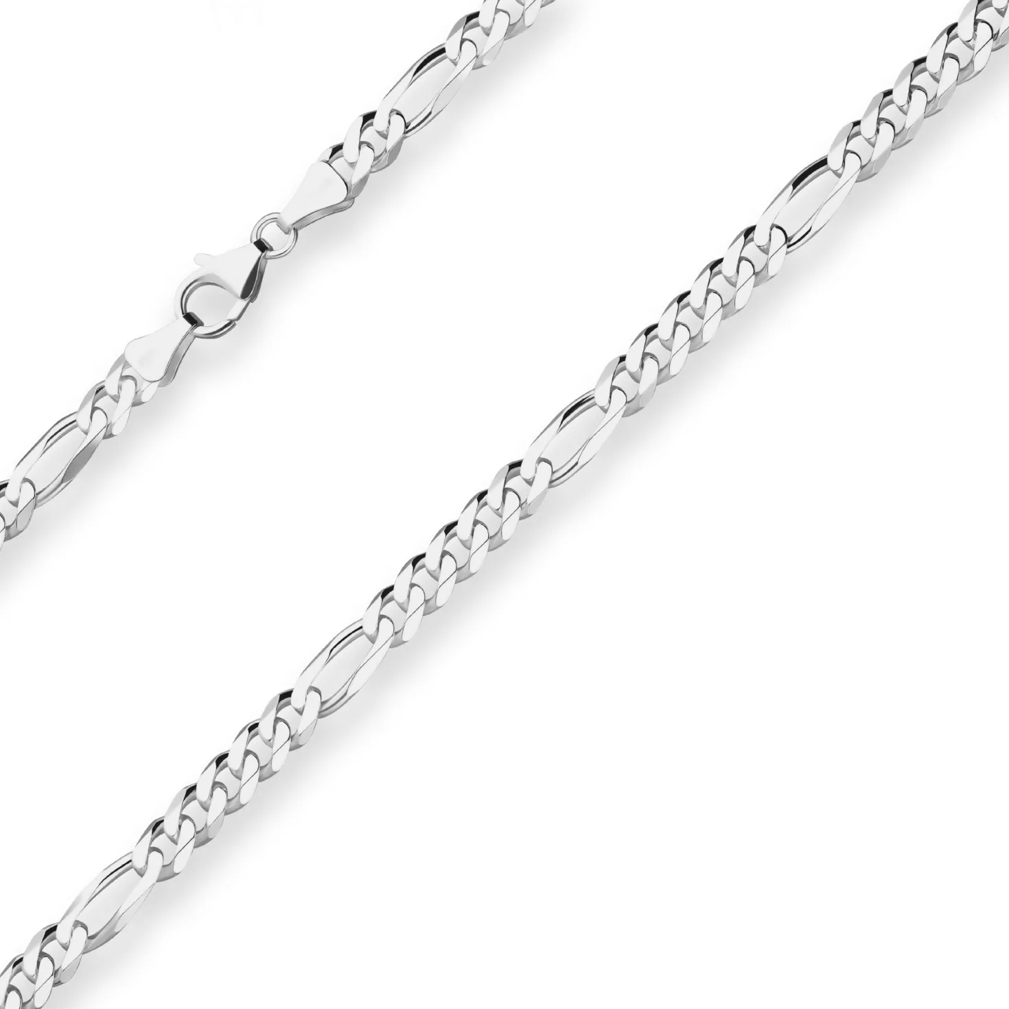 5,7mm Figarokette diamantiert Silberkette Collier Halskette aus 925 Silber 60cm