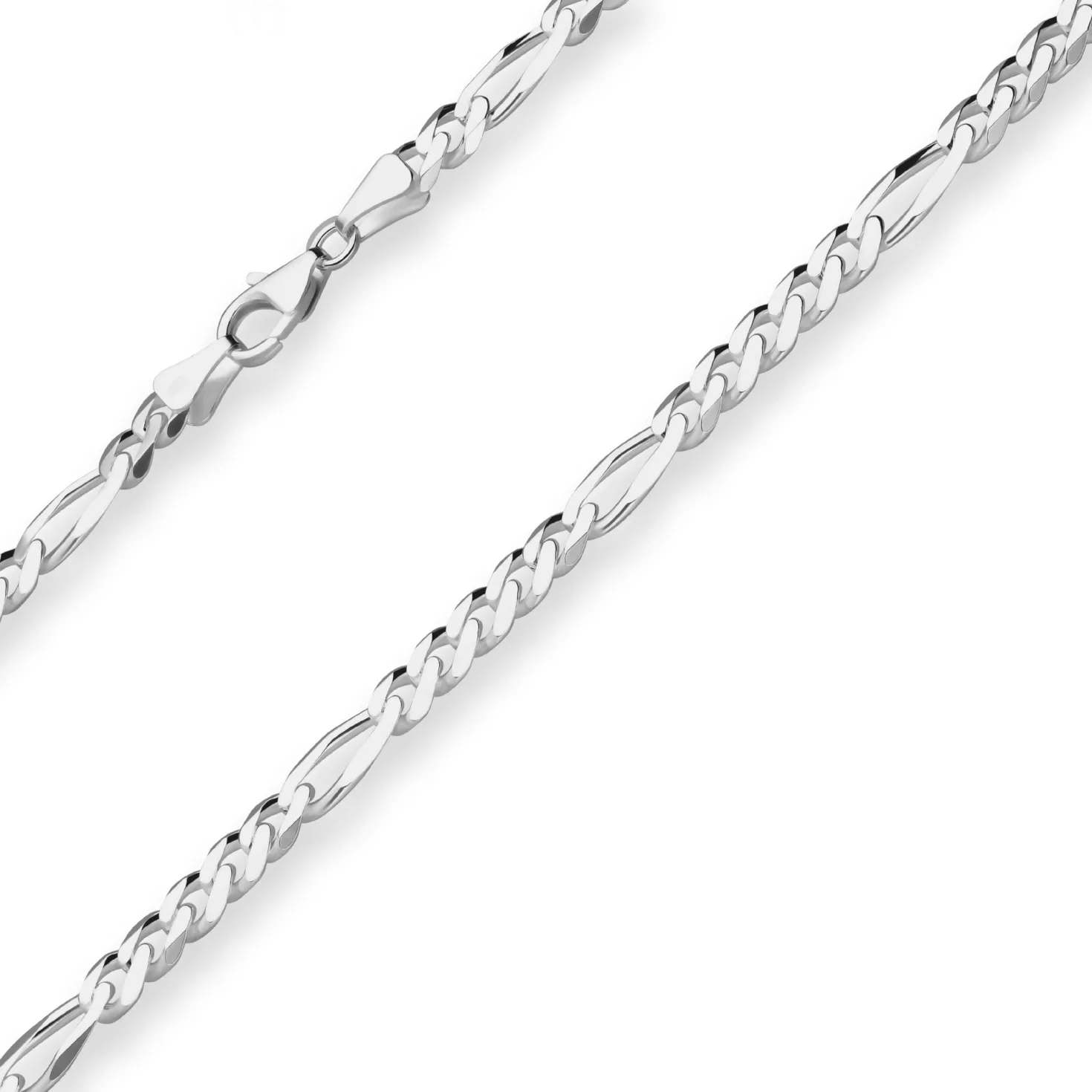 5,7mm Figarokette diamantiert Silberkette Collier Halskette aus 925 Silber 60cm