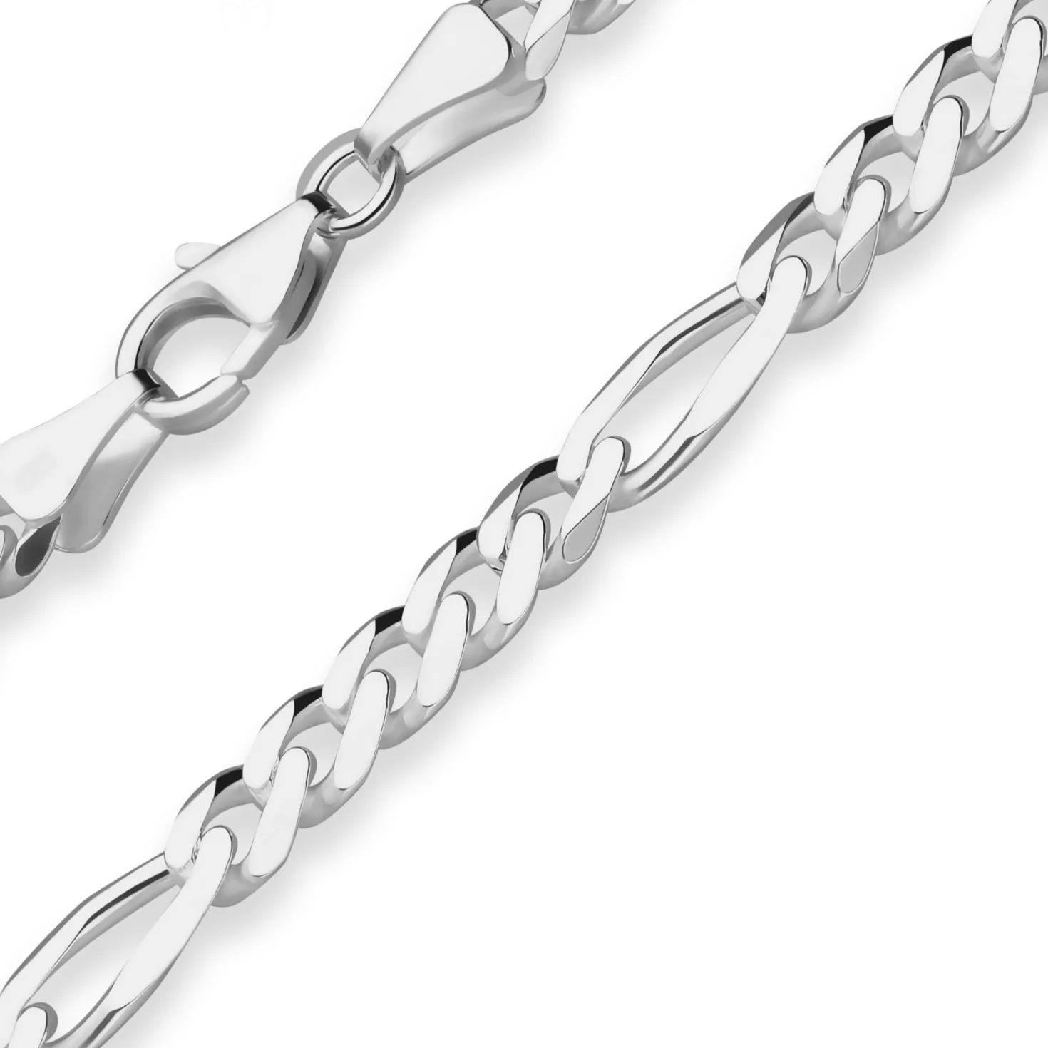 5,7mm Figarokette diamantiert Silberkette Collier Halskette aus 925 Silber 60cm