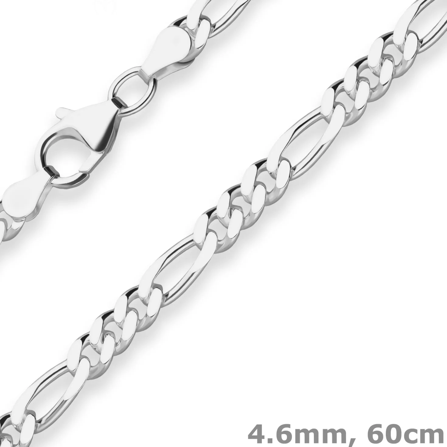 4,6mm Figarokette diamantiert Silberkette Collier Halskette aus 925 Silber 60cm