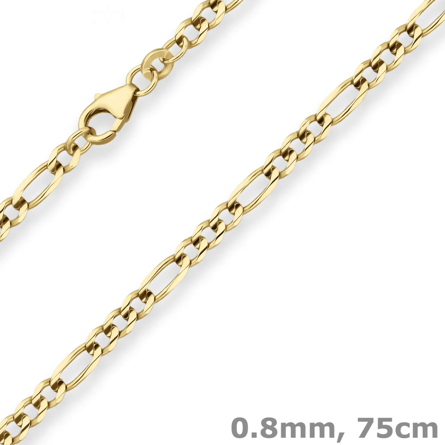 3,4mm Figarokette Goldkette Collier Halskette aus 333 Gold Gelbgold 75cm